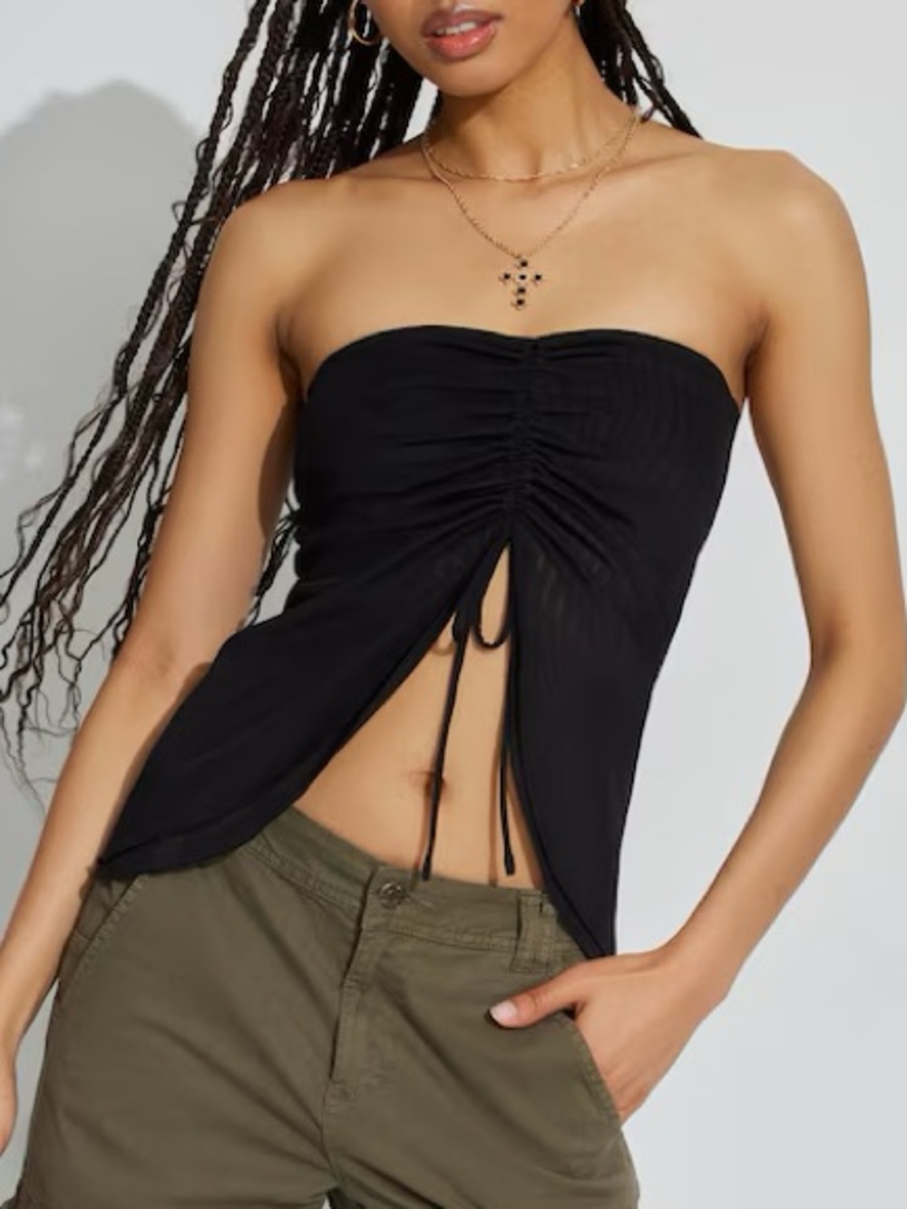 Garage Ruched Flyaway Tube Top